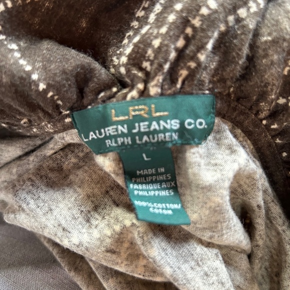 Ralph Lauren brown Kenyan African Ethnic Print ruffle trim short sleeve … - Picture 6 of 6